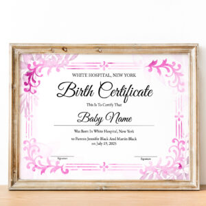 editable birth certificate template