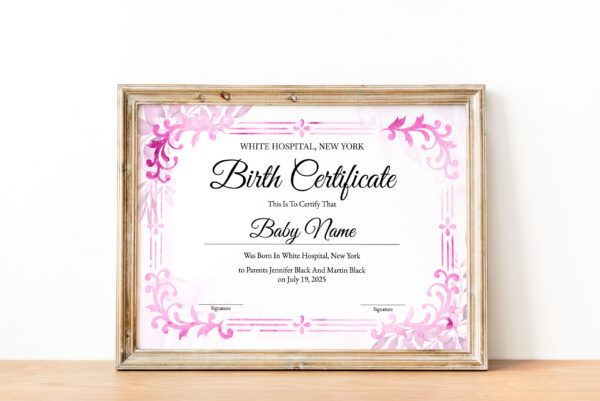 editable birth certificate template