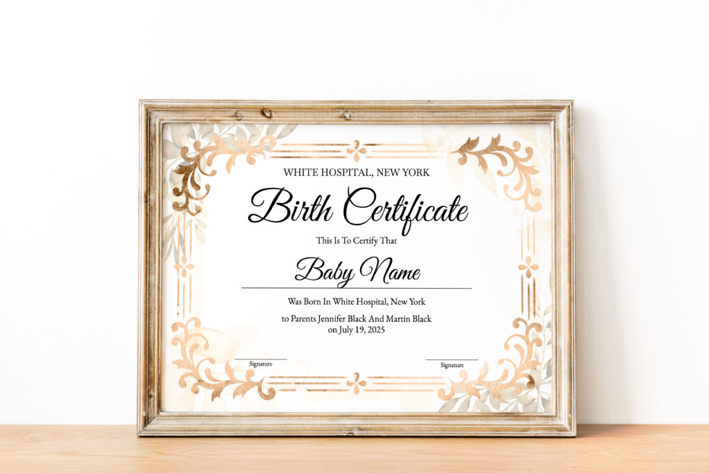 Birth Certificate Template, Printable Certificate of Birth, Baby Gift ...