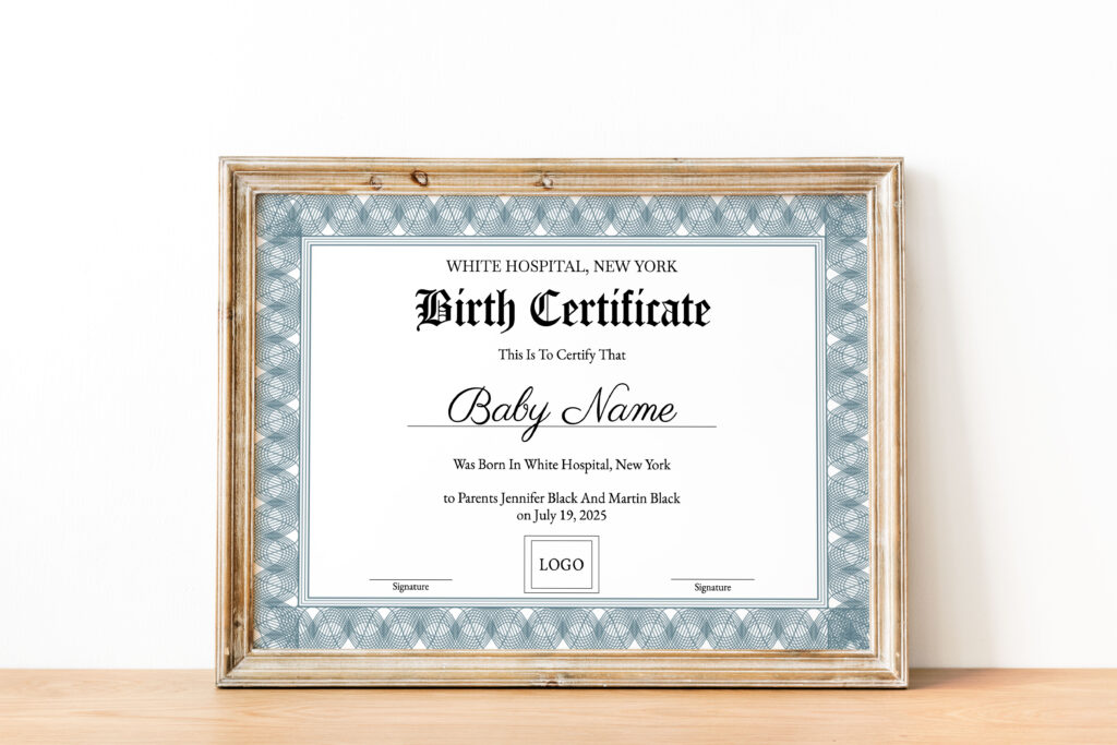 Birth Certificate Template EDITABLE Certificate of Birth Baby Boy Girl