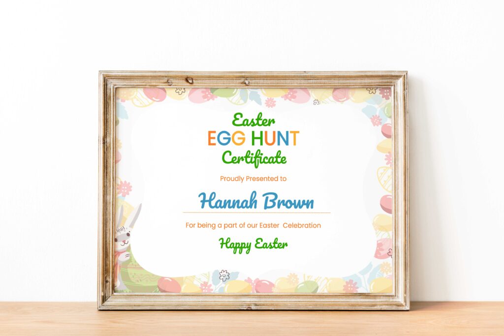 Easter Egg Hunt Participation Certificate, Print At Home Easter ...
