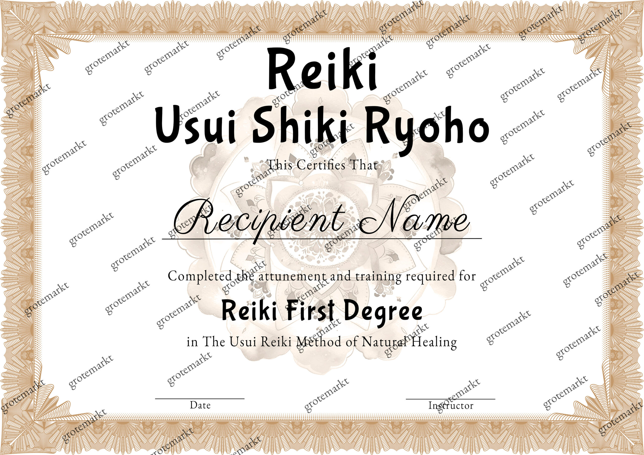 Reiki Certificates - Levels I, II, III and Master, Editable Certificate ...