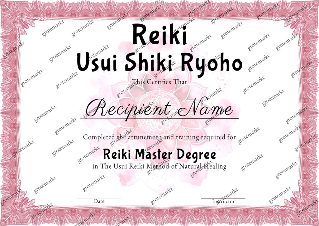 Reiki Certificates - Levels I, II, III and Master, Editable Certificate ...