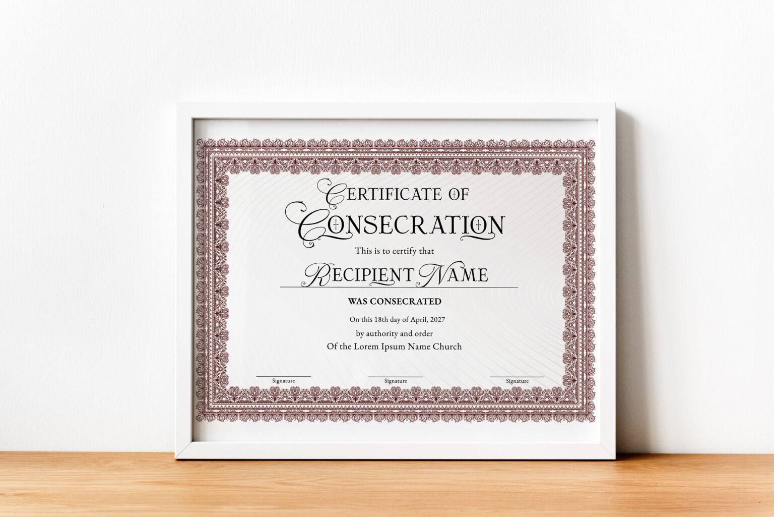 Editable Certificate of Consecration Template, Printable Consecration ...